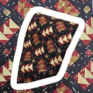 Ferrell Reed Geometric Tie Foulard Mens Red Gold Silk USA 59"